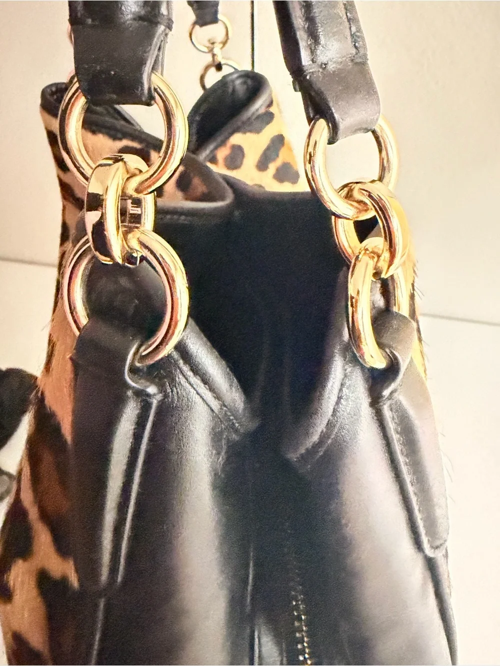 Authentic Coach Phoebe Calf Hair/Leather Ocelot Leopard Print Shoulderbag